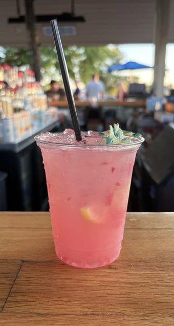 Cocktail with ice on the bar counter